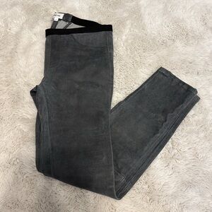 Helmut Lang Grey Suede Plonge 100% Lambskin Leather Leggings